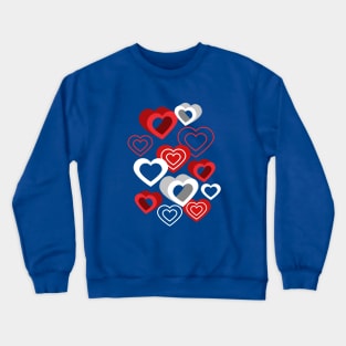 Love Hearts On Blue Crewneck Sweatshirt